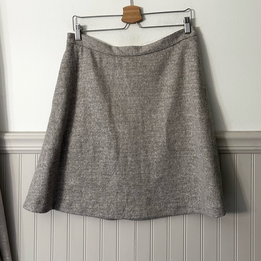 Banana Republic Size 10 Wool Blend Heather Gray A-Line Skirt with Pockets